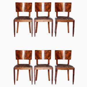 French Art Deco Chairs, 1930s, Set of 6