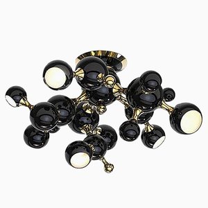 Ceiling Light In Black With Brass Detail