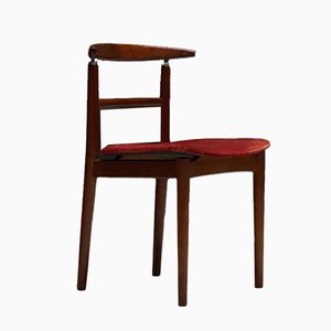 Red Velvet Dining Chair attributed to Helge Sibast and Borge Rammeskov for Sibast, Denmark, 1960s