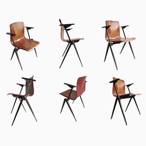 Mid-Century Plywood & Steel S22 Armchairs from Galvanitas and Pagholz, 1960s, Set of 6