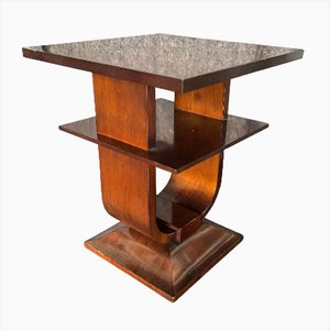 Art Deco Square Pedestal Accent Table with Plinth Support, 1920s
