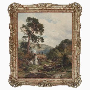 Frederick William Hulme, Ländliche Landschaft mit ruhendem Mädchen, Öl auf Leinwand, Ende 19. Jh., gerahmt
