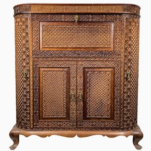 Spanish Carved Bar Cabinet in Walnut, 1930s