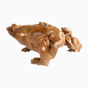 Large Wooden Statue of Frogs, Early 20th Century