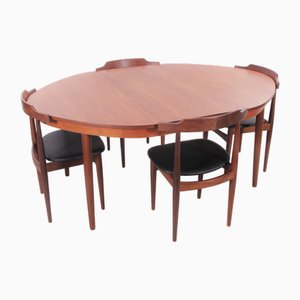 Juego de comedor escandinavo de teca atribuido a Hans Olsen para Frem Røjle, años 50. Juego de 5