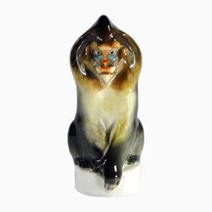 Russian Hand Painted Monkey Figurine from Lomonosov Factory, 1980s