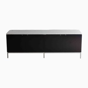 Black Executive Sideboard with Metal Handles by Florence Knoll Bassett for Knoll Inc. / Knoll International, 1970s