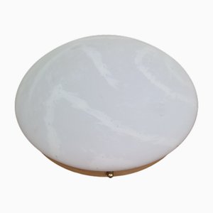 Plafonnier Mid-Century en Verre et Chêne, 1970s