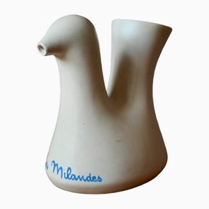Josephine Baker Powdered White Ceramic Chicken Pitcher, 1960s