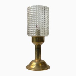 Vintage Scandinavian Table Oil Lamp in Brass and Diamond Glass, 1970s