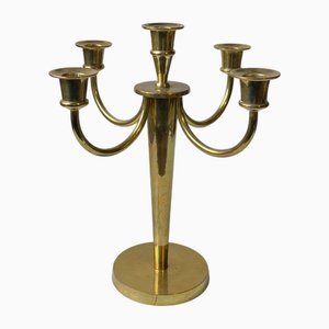 Large Mid-Century Scandinavian Brass Candelabra, 1960s