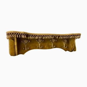 Vintage Regency Velvet and Brass Coat Rack, 1960s