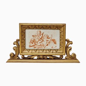 Jean Baptiste Huet, Allegory of the Arts with Putti, Sanguine Engraving, 1785, Framed