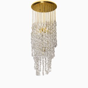 Spiralförmiger Kronleuchter aus Muranoglas & Messing, Italien, 1970er