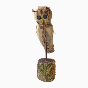 French Folk Art Owl Decoy - Bird Scarer, 1930s