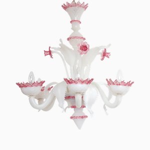 Pink & White Murano Glass Chandelier