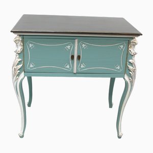 Aparador estilo barroco en menta, blanco y dorado, años 20