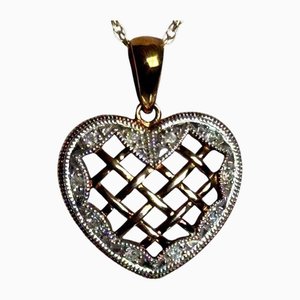 Vintage Diamond Heart Pendant Necklace