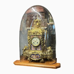 Victorian Brass Clock Under Glass Done