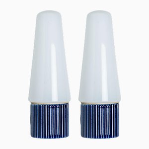 Cobalt Ceramic Opaline Glass Wall Lights, Sweden, 1960s, Set of 2