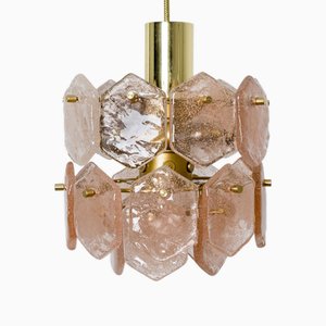 Pink Ice Glass Chandelier attributed to Kalmar Franken, 1960s