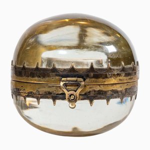 Antique Clear Spherical Glass and Silver Decoration Coin Container, 1890s