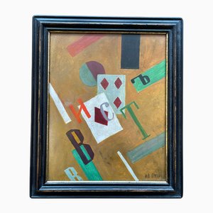 Ivan Puni / Jean Pougny, L'asso di quadri, 1915, Olio su cartone