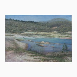 Dace Zegele, Quarry Pond, Técnica mixta sobre lienzo, 2020