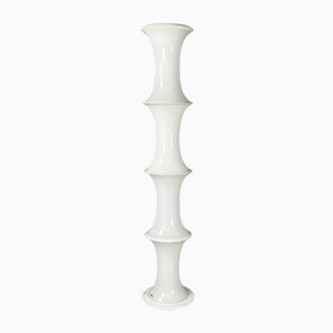 Italian Modern Opaline Glass Floor Lamp Bamboo attributed to Enrico Tronconi, 1980s