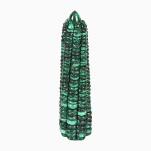 Paperweight Corn Sculpture in Green Malachite Italian Marble, 1970s