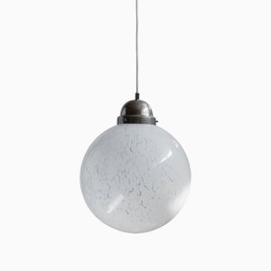 Lampada a globo vintage in vetro di Murano e metallo cromato, anni '60