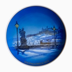 Handbemalter Wandteller von Georg Küspert für Rosenthal, 1974