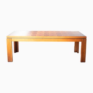 Fox Hunt Design Rectangular Cherry Wood Inlaid Coffee Table, 1970s