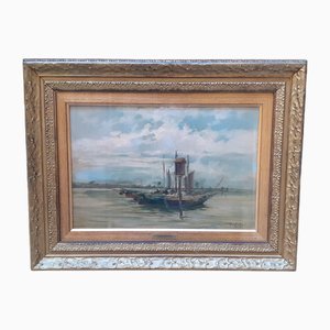 Cesare Gheduzzi, Venice, 20th Century, Oil on Board, Framed