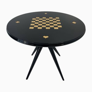 Tavolo da gioco Art Déco con carte e scacchi, Italia, anni '50
