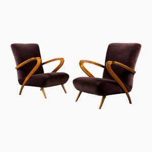 Fauteuils en Bois, 1940s, Set de 2
