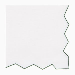 Gernika Green Embroidered Linen Napkin by Los Encajeros