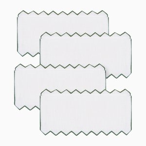 Gernika Green Linen Cocktail Napkins by Los Encajeros, Set of 4