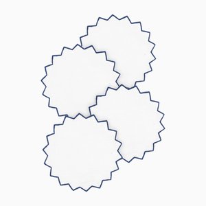 Gernika Palace Blue Embroidered Linen Coasters by Los Encajeros, Set of 4