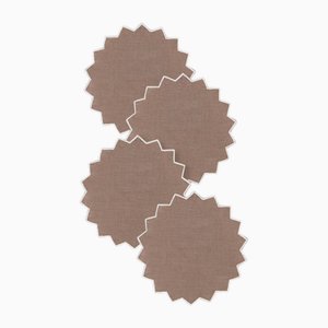 Gernika Tortora Embroidered Linen Coasters by Los Encajeros, Set of 4