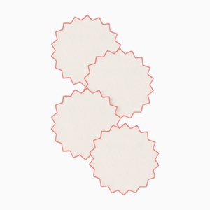 Gajos Lobster Embroidered Linen Coasters by Los Encajeros, Set of 4