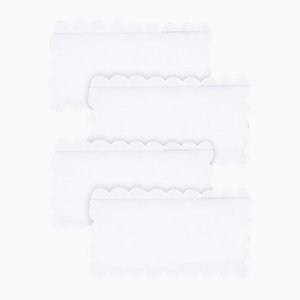 Servilletas de cóctel Zurbano de lino blanco de Los Encajeros. Juego de 4