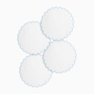 Dessous de Verre Zurbano Baby Blue en Lin par Los Encajeros, Set de 4