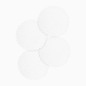 Dessous de Verre Zurbano en Lin Blanc par Los Encajeros, Set de 4