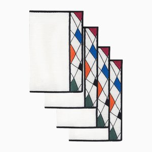 Miro Embroidered Linen Cocktail Napkins by Los Encajeros, Set of 4