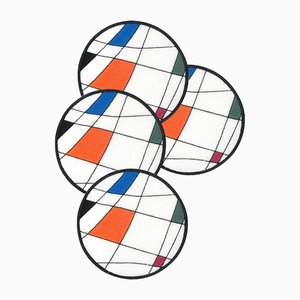 Bestickte Miro Leinen Untersetzer von Los Cajeros, 4 . Set