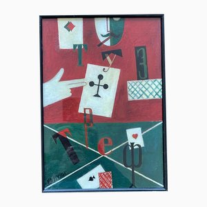 Ivan Puni / Jean Pougny, The Ace of Clubs, 1915, Oil on Cardboard