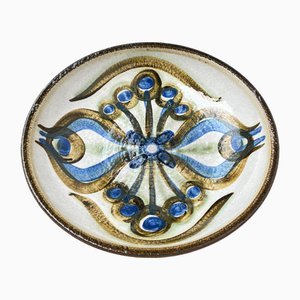 Große dänische Mid-Century Studio Keramikschale oder Wandteller von Noomi Backhausen für Søholm, 1960er