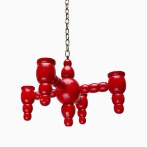 Mid-Century Traditional Swedish Candle Holder Chandelier Pendant, 1960s