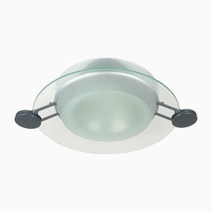 Silver Metal & Sandblasted Glass Cyclos Wall Lamp by Michele De Lucchi for Artemide, 1985